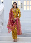 Yellow Colour Rayon Print With Thread Work Kurti With Pant Dupatta Aaradhna 2028 Wholesale Market Surat